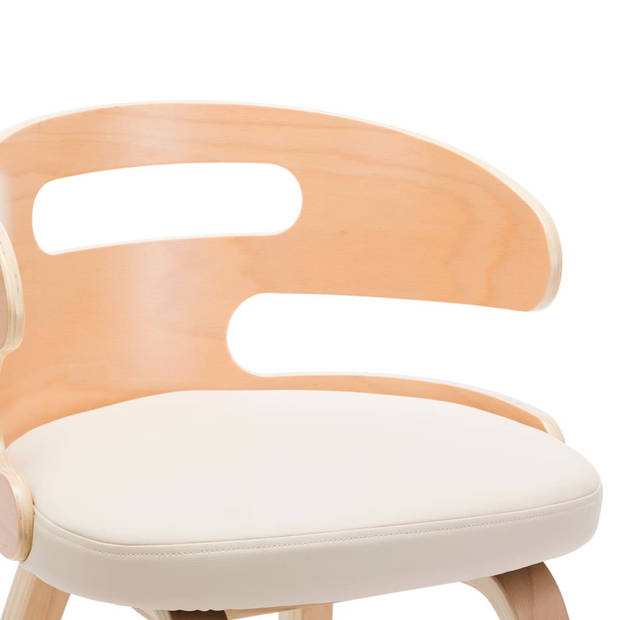 vidaXL Eetkamerstoelen 6 st gebogen hout en kunstleer crème