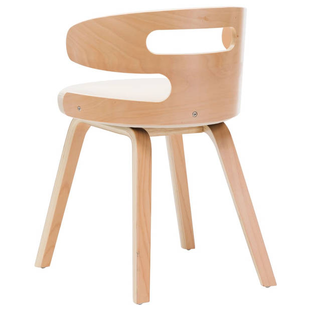 vidaXL Eetkamerstoelen 6 st gebogen hout en kunstleer crème