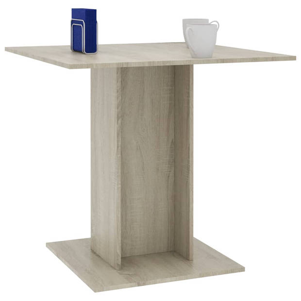 The Living Store Eetkamertafel Spaanplaat - 80 x 80 x 75 cm - Sonoma eiken