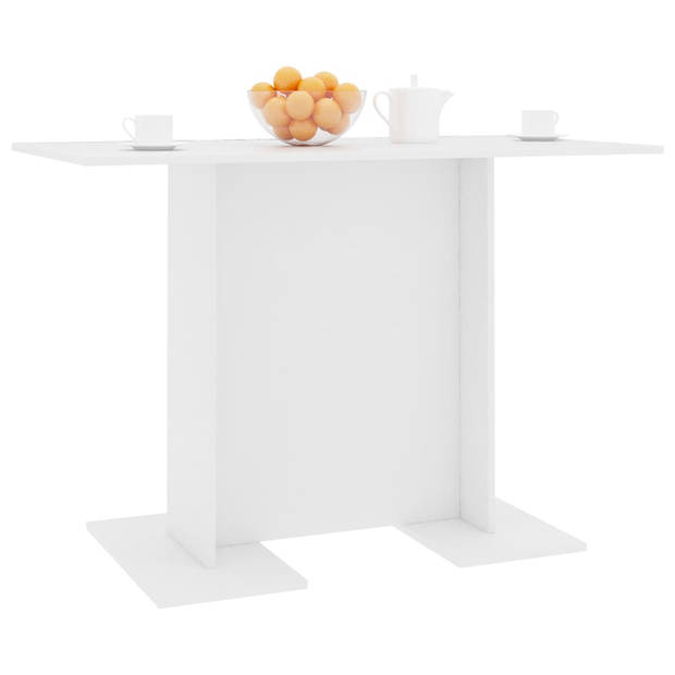 The Living Store Eettafel 110x60x75 cm bewerkt hout wit - Tafel