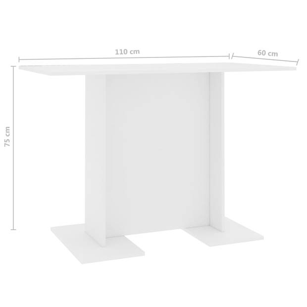 The Living Store Eettafel 110x60x75 cm bewerkt hout wit - Tafel