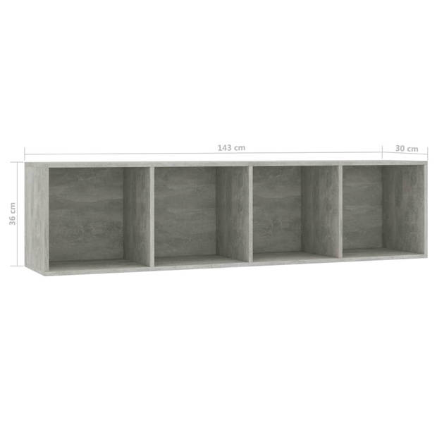 vidaXL Boekenkast/tv-meubel 143x30x36 cm betongrijs