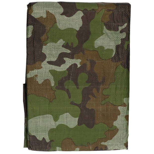 Groene camouflage afdekzeil / dekkleed 470 x 364 cm - Afdekzeilen