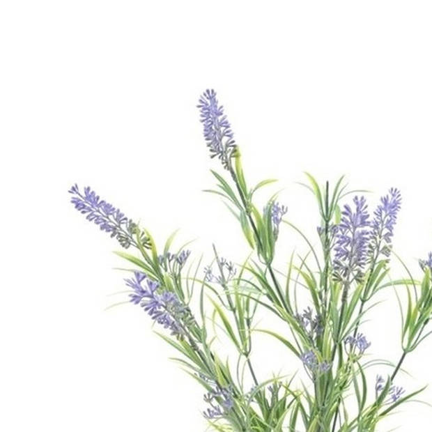 Groene/lilapaarse Lavandula lavendel kunstplanten 44 cm bundel/bosje - Kunstplanten