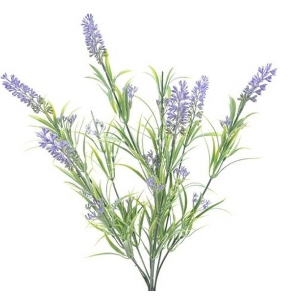 2x Groene/lilapaarse Lavandula lavendel kunstplanten 44 cm bundel/bosje - Kunstplanten