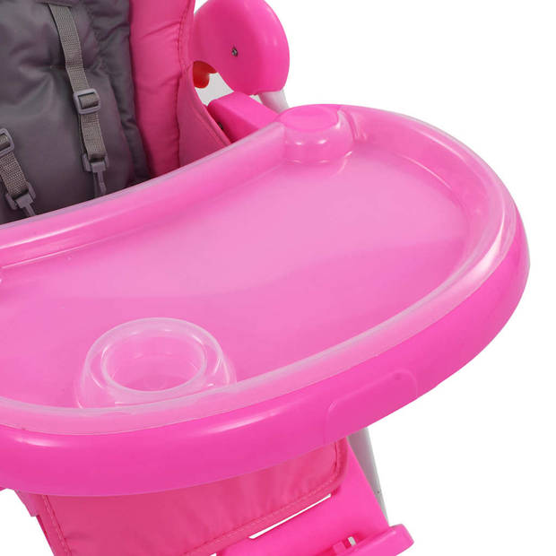 vidaXL Kinderstoel hoog roze en grijs