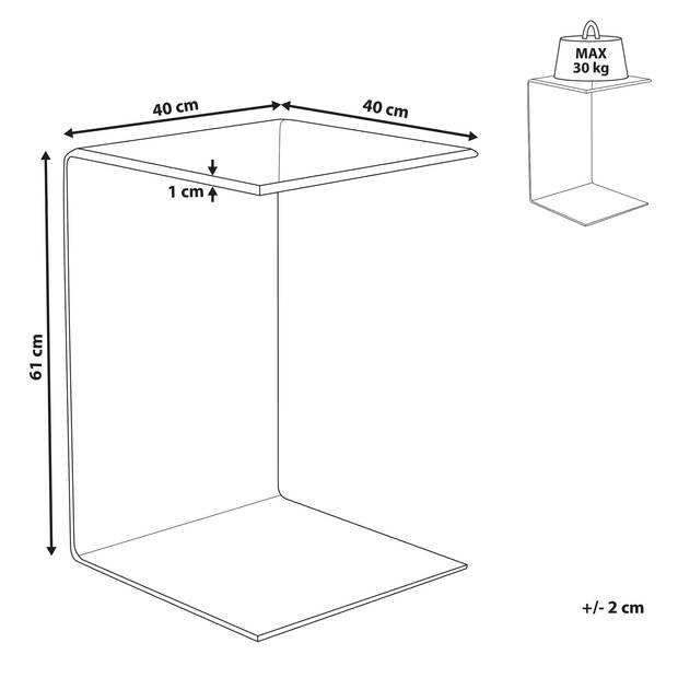 Beliani LOURDES - Bijzettafel-Transparant-Veiligheidsglas