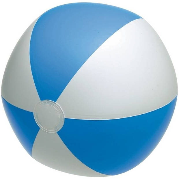 1x Waterspeelgoed blauw/witte strandbal 28 cm - Strandballen
