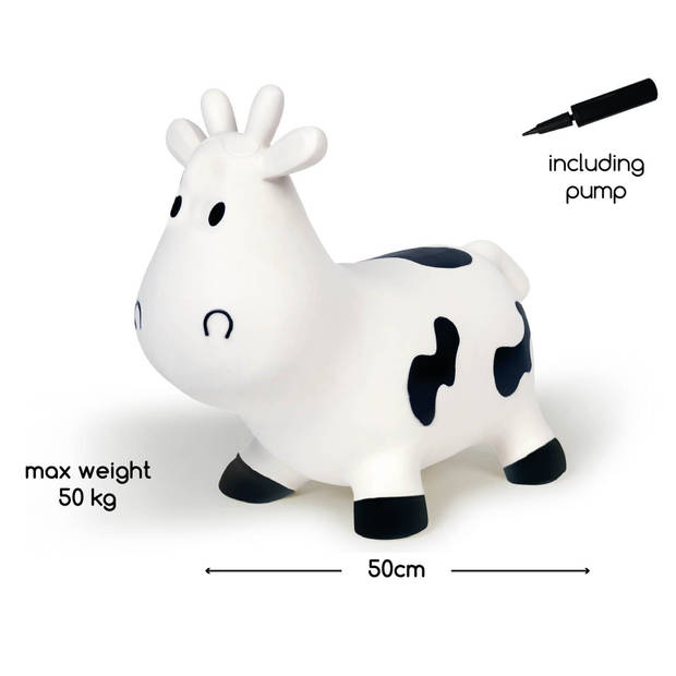 BS Toys skippykoe Jumping Cow 50 cm wit/zwart
