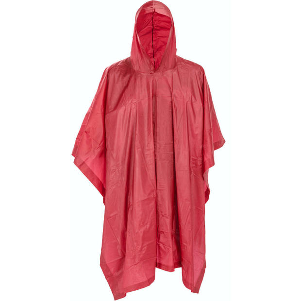 Free and Easy regenponcho met capuchon unisex rood one size