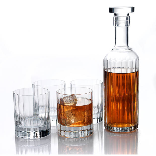 Luigi Bormioli Bach - Whisky Set met Karaf 70 cl / 23¾ oz en 4 Whiskyglazen 33,5 cl / 11¼ oz