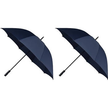 2x Golf stormparaplus donkerblauw windproof 130 cm - Paraplu's