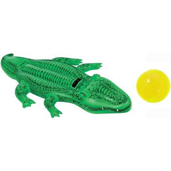 Intex opblaasbare krokodil 168 cm ride-on met gratis strandbal - opblaasspeelgoed