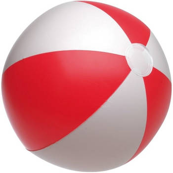 1x Strandbal opblaasbaar rood/wit - Strandballen