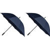 2x Stormparaplu navy/marine blauw 130 cm - Paraplu's