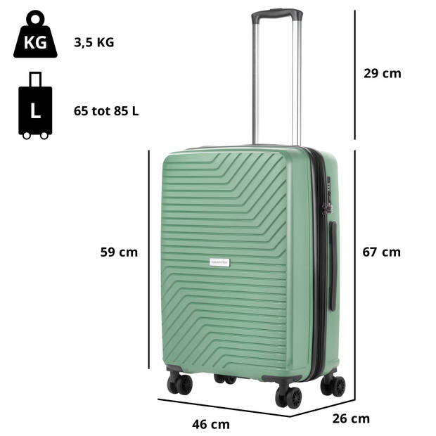 CarryOn Transport Middenmaat Reiskoffer 67cm met Expander - 85 Ltr Trolley met TSA - Olijf