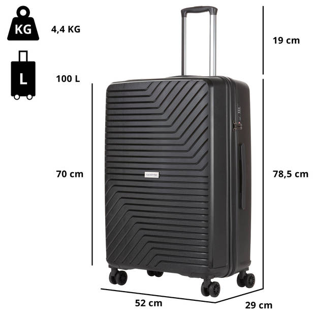 CarryOn Transport Grote Reiskoffer 78cm met TSA-slot en OKOBAN - 100 Ltr Trolley - Zwart