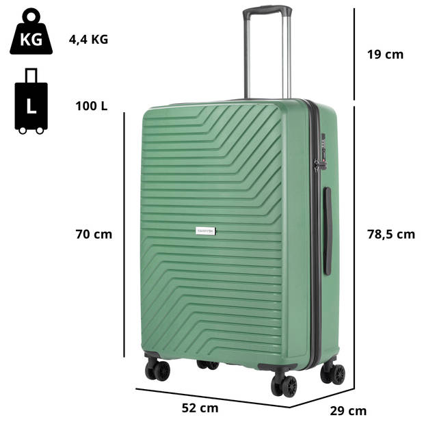 CarryOn Transport Grote Reiskoffer 78cm met TSA-slot en OKOBAN - 100 Ltr Trolley - Olijf