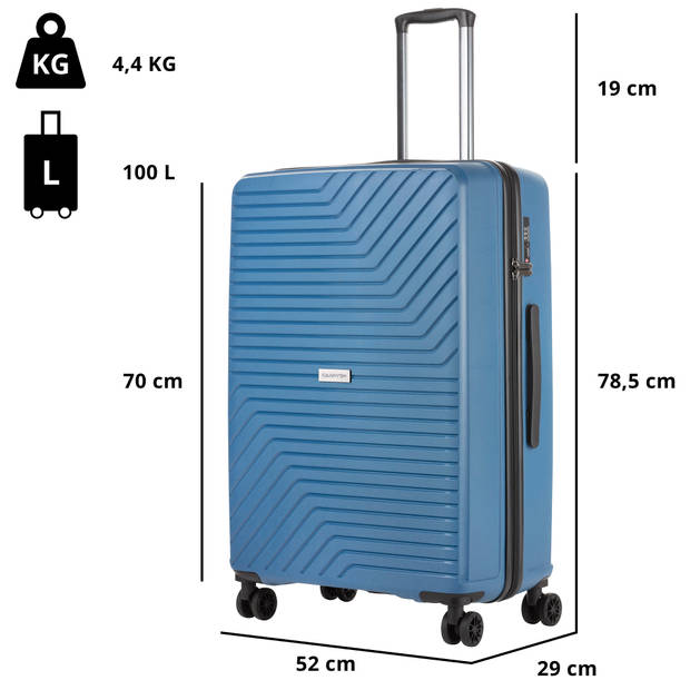 CarryOn Transport Grote Reiskoffer 78cm met TSA-slot en OKOBAN - 100 Ltr Trolley - Blauw