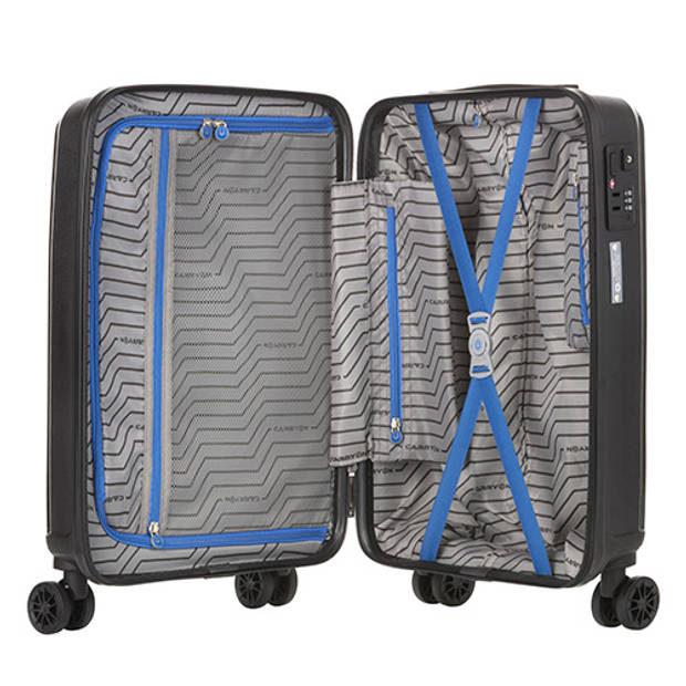 CarryOn Transport Handbagagekoffer 55cm - Handbagage 35 Ltr met USB en OKOBAN - Zwart