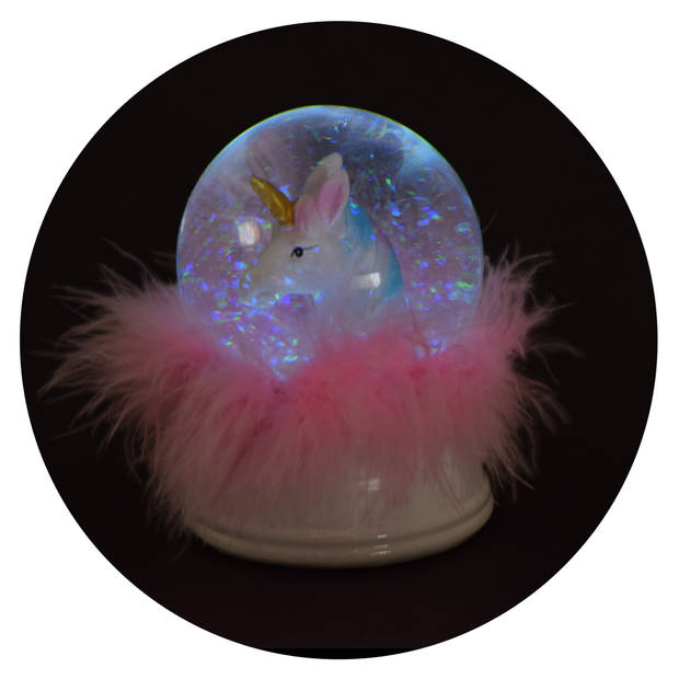 Toi-Toys nachtlamp/sneeuwbol Dream Horse led 9 cm wit/roze