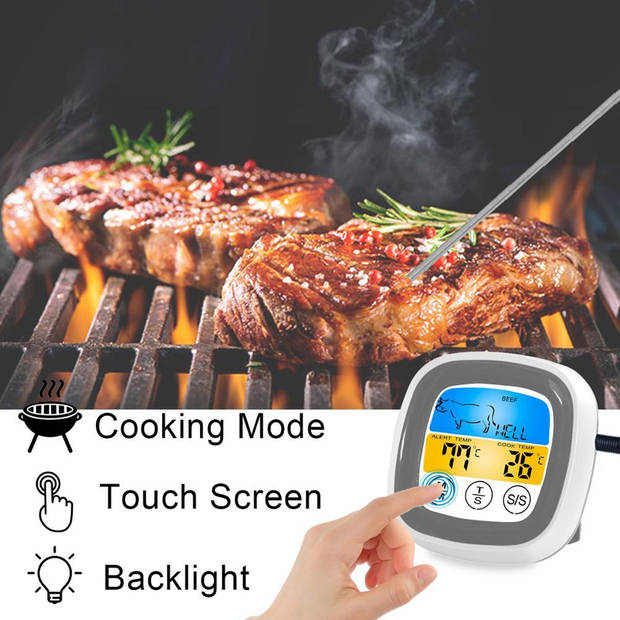 4cookz Touchscreen BBQ thermometer /Vleesthermometer - 0-250 graden