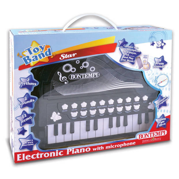 Bontempi elektronische piano met microfoon 30 cm zwart