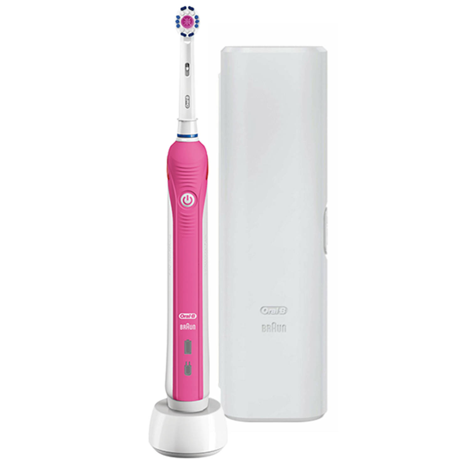 Oral-B elektrische tandenborstel Pro 2 2500 roze incl. reisetui - 2 poetsstanden