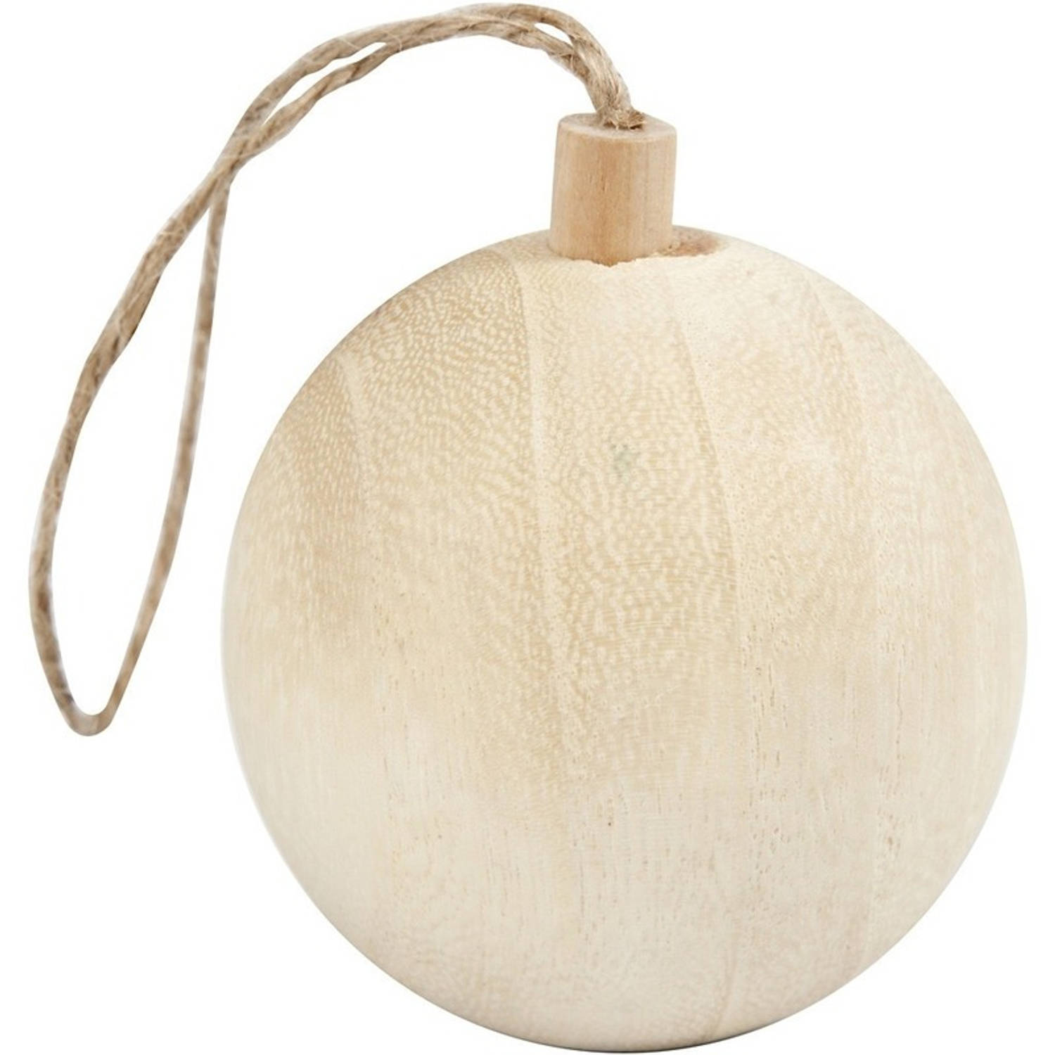 Creotime houten Kerstbal 6,4 cm blank