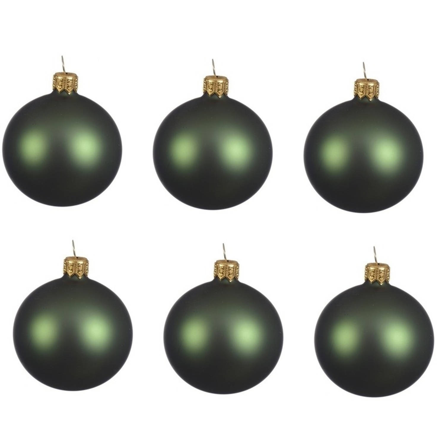 12x Donkergroene Glazen Kerstballen 8 Cm Mat-matte Kerstboomversiering Donkergroen