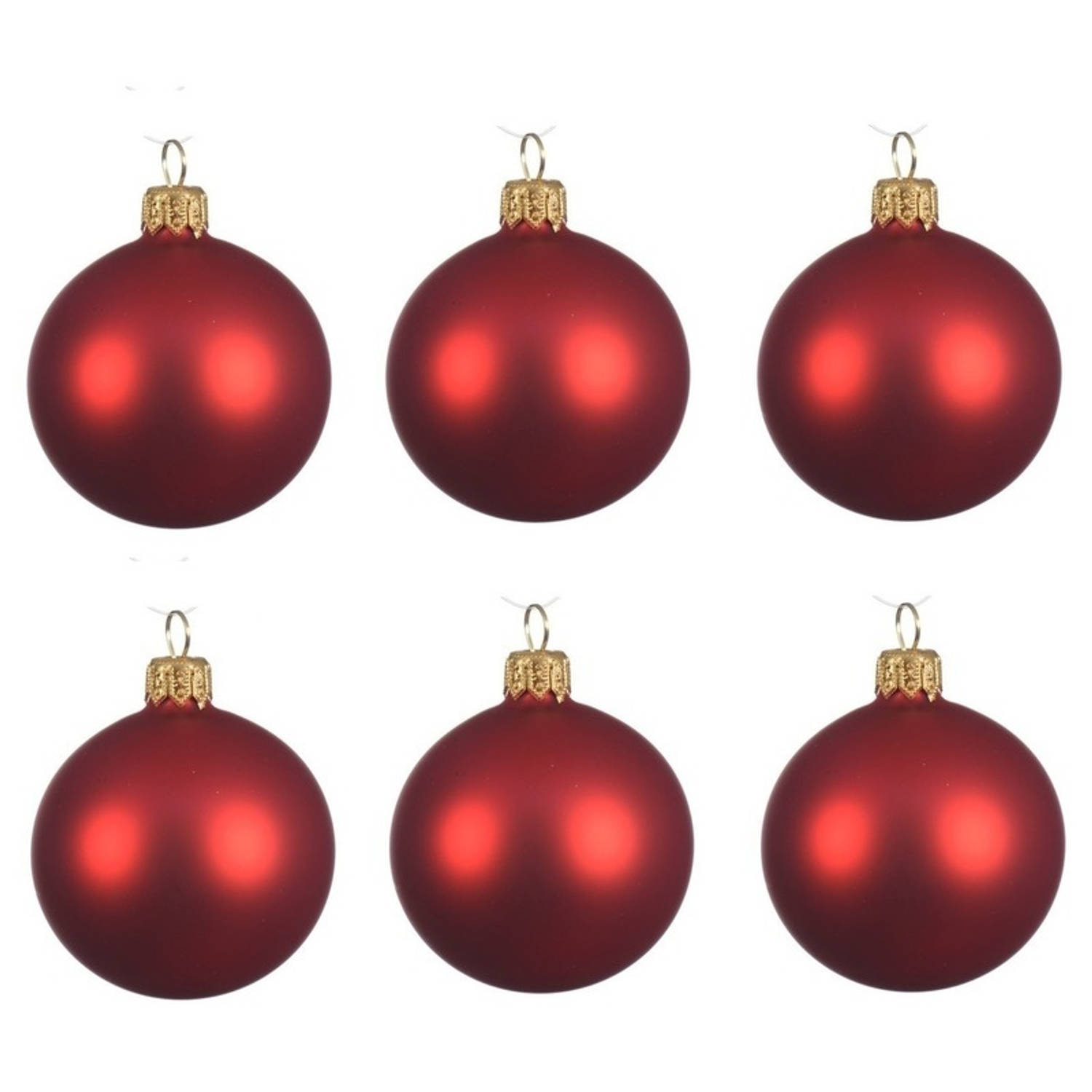 6x Glazen kerstballen mat kerst rood 8 cm kerstboom versiering/decoratie - Kerstbal