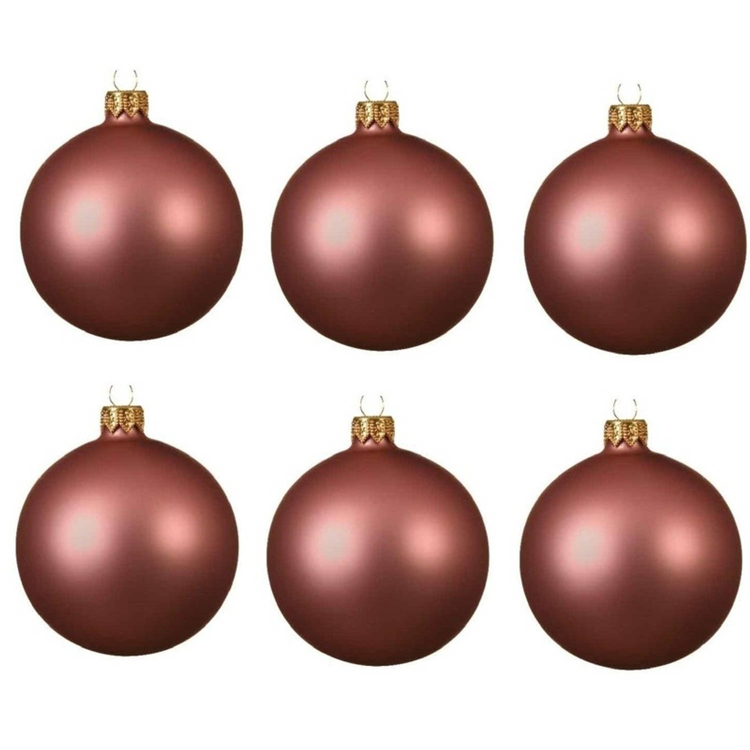 6x Glazen kerstballen mat oud roze 6 cm kerstboom versiering/decoratie - Kerstbal