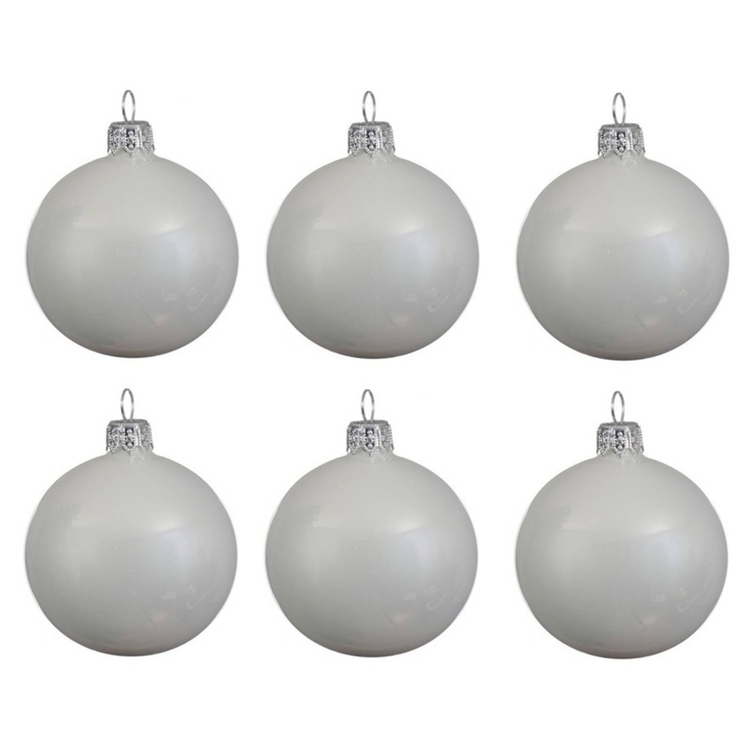 verjaardag extract Redding 6x Glazen kerstballen glans winter wit 6 cm kerstboom versiering/decoratie  - Kerstbal | Blokker