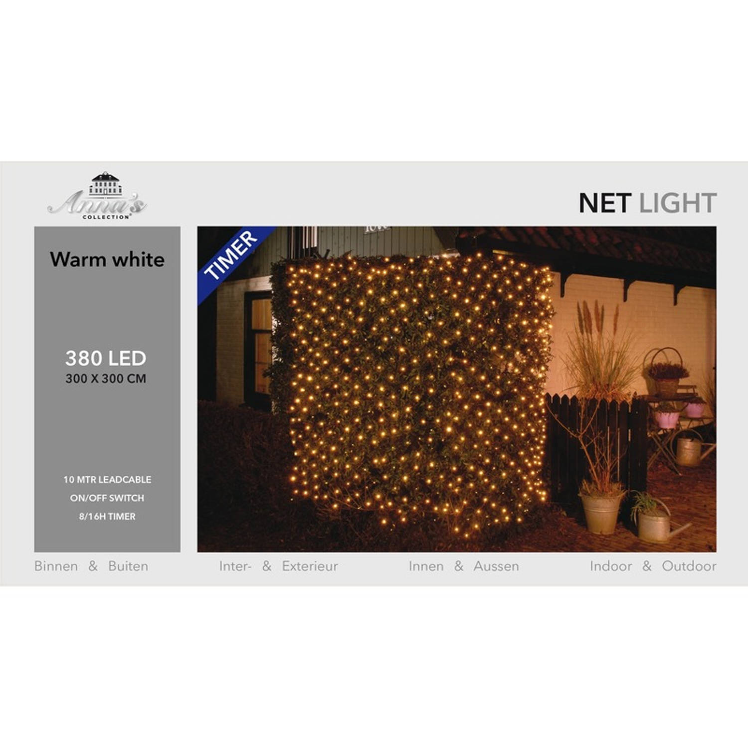 Kerstverlichting Netverlichting Met Timer 384 Lampjes Warm Wit 300 X 300 Cm - Voor Binnen En Buiten Gebruik