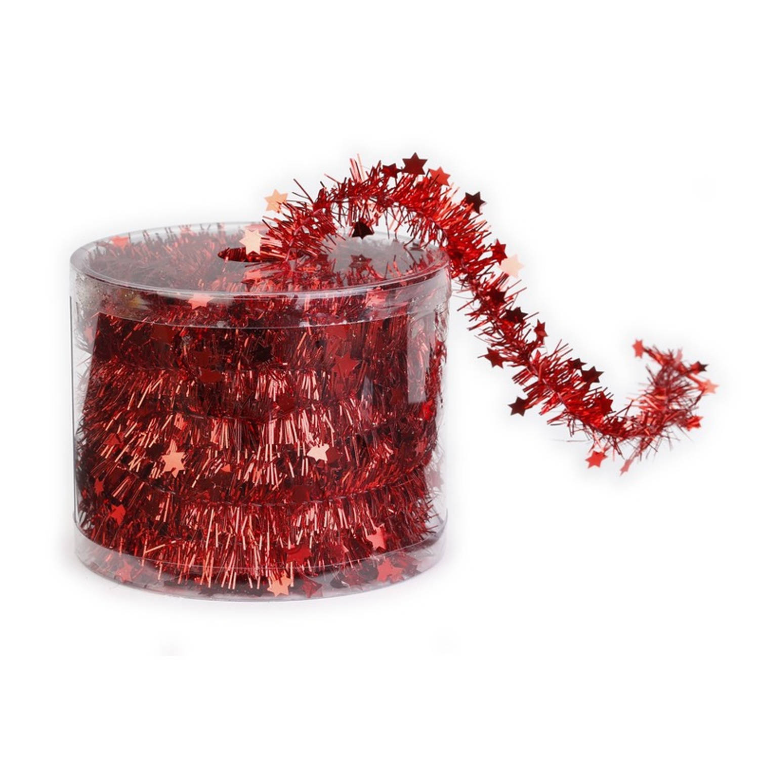Dunne Kerstslinger Rood 3,5 X 700 Cm Guirlande Folie Lametta Rode Kerstboom Versieringen