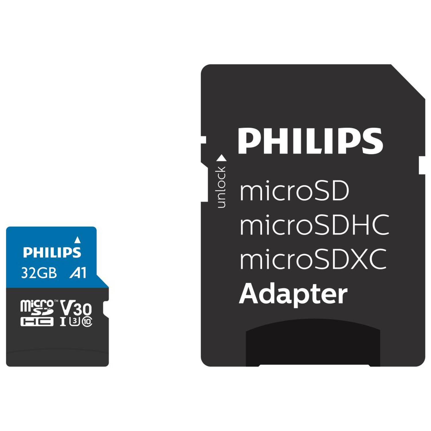 Philips Fm32mp65b - Micro Sdhc Kaart 32gb Incl. Adapter - Class 10 - Uhs-i U3