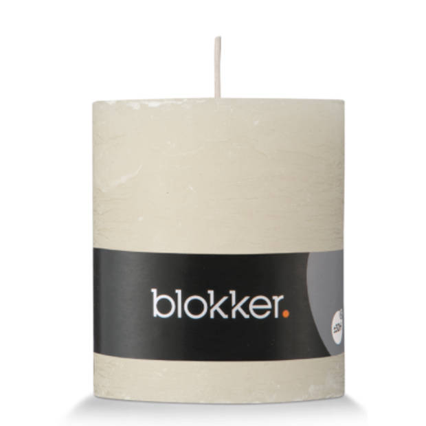 Blokker rustieke cilinderkaars - crème - 7x8 cm