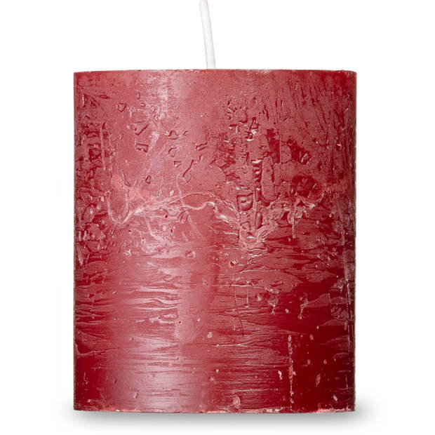 Blokker rustieke cilinderkaars - rood - 7x8 cm