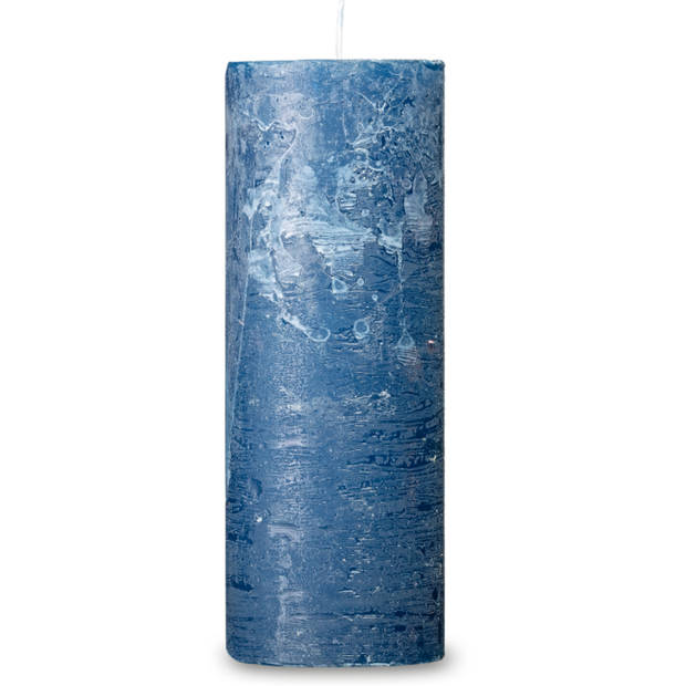 Blokker rustieke cilinderkaars - donkerblauw - 7x19 cm