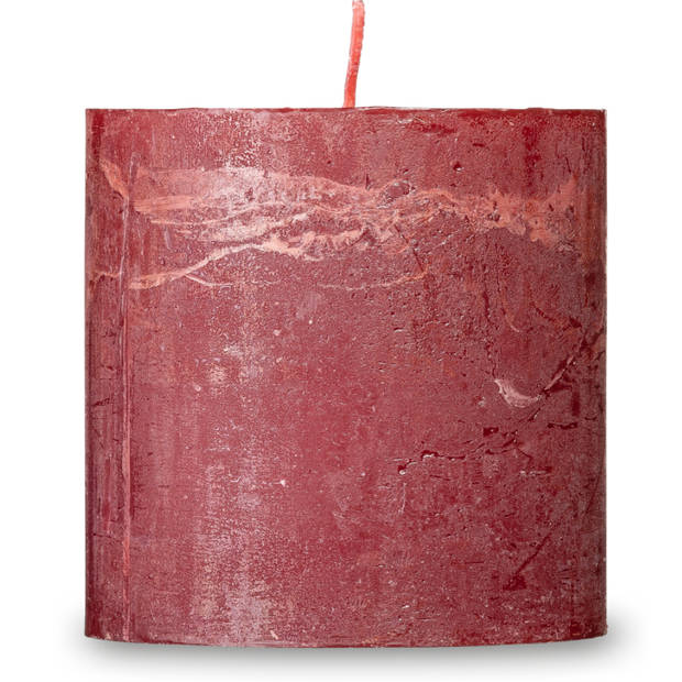 Blokker rustieke cilinderkaars - rood - 10x10 cm