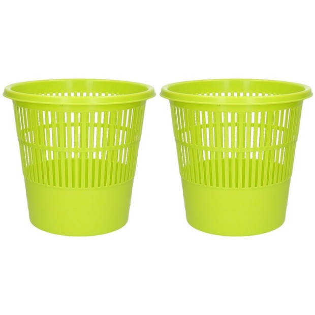 2x Groene afvalbak/prullenmand 20 liter - Prullenmanden