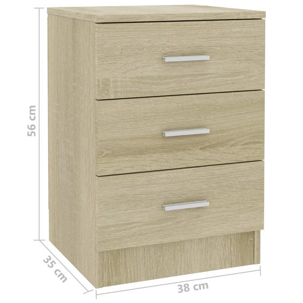 vidaXL Nachtkastjes 2 st 38x35x56 cm bewerkt hout sonoma eikenkleurig