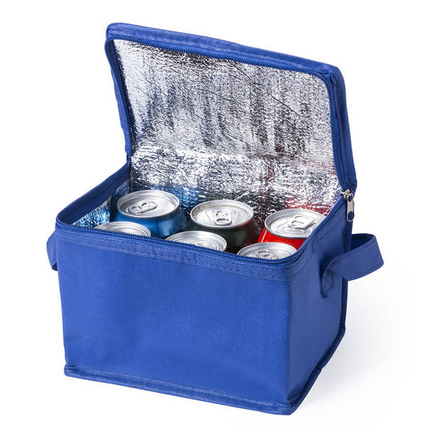 Strand sixpack mini koeltasje blauw inclusief 2 koelelementen - Koeltas