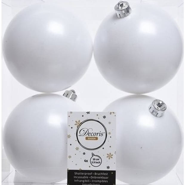 Kerstversiering kunststof kerstballen winter wit 6-8-10 cm pakket van 62x stuks - Kerstbal