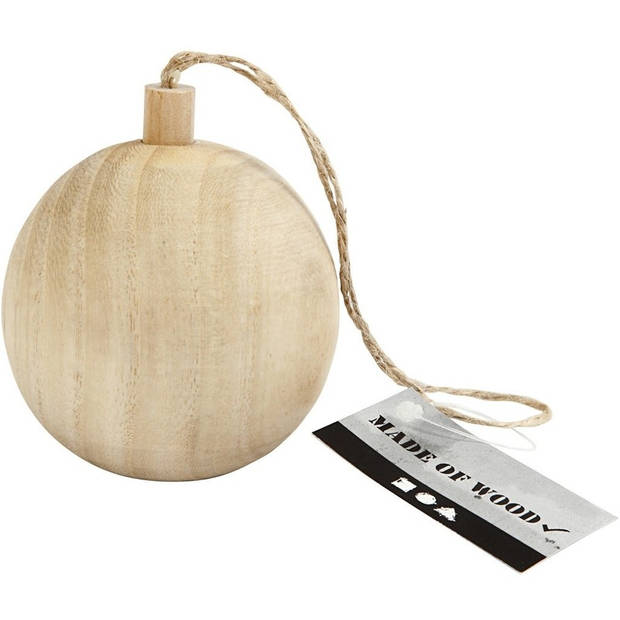 Houten kerstbal van licht hout Keizerin boom 6,4 cm - Kerstballen decoratie hangers