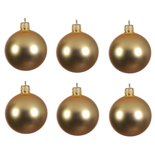24x Glazen kerstballen mat goud 8 cm kerstboom versiering/decoratie - Kerstbal