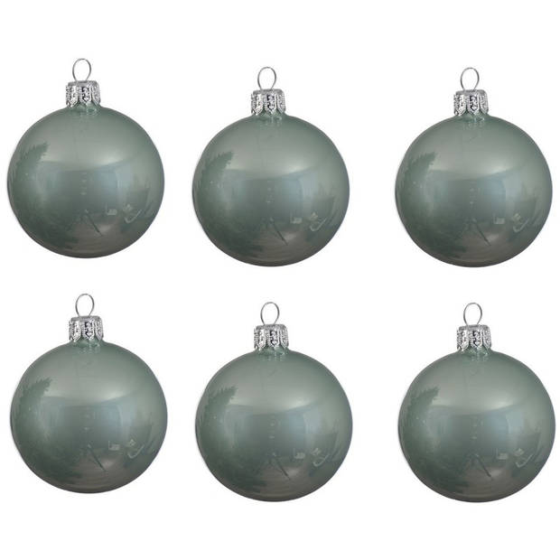18x Glazen kerstballen glans mintgroen 8 cm kerstboom versiering/decoratie - Kerstbal
