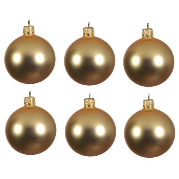 Glazen kerstballen pakket goud glans/mat 16x stuks diverse maten - Kerstbal