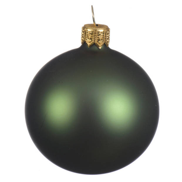 Decoris Kerstballen set - 6x stuks - donker groen - glas - 6 cm - Kerstbal