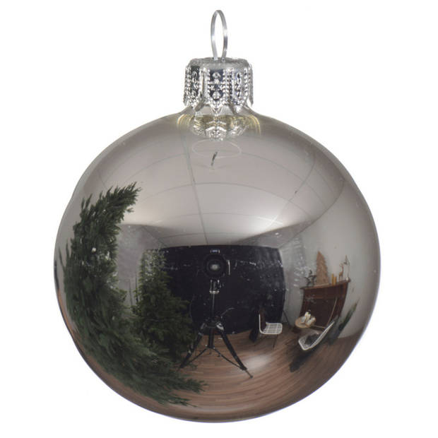 Decoris Kerstballen set - 6x stuks - zilver - glas - 6 cm - glans - Kerstbal